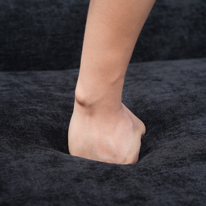 111.2" Modern L-Shaped Sectional Sofa – Modular Couch with Adjustable Configurations, Soft Melange chenille Fabric in Black, Stylish & Comfortable for Living Room, Bedroom, and Lounge Areas