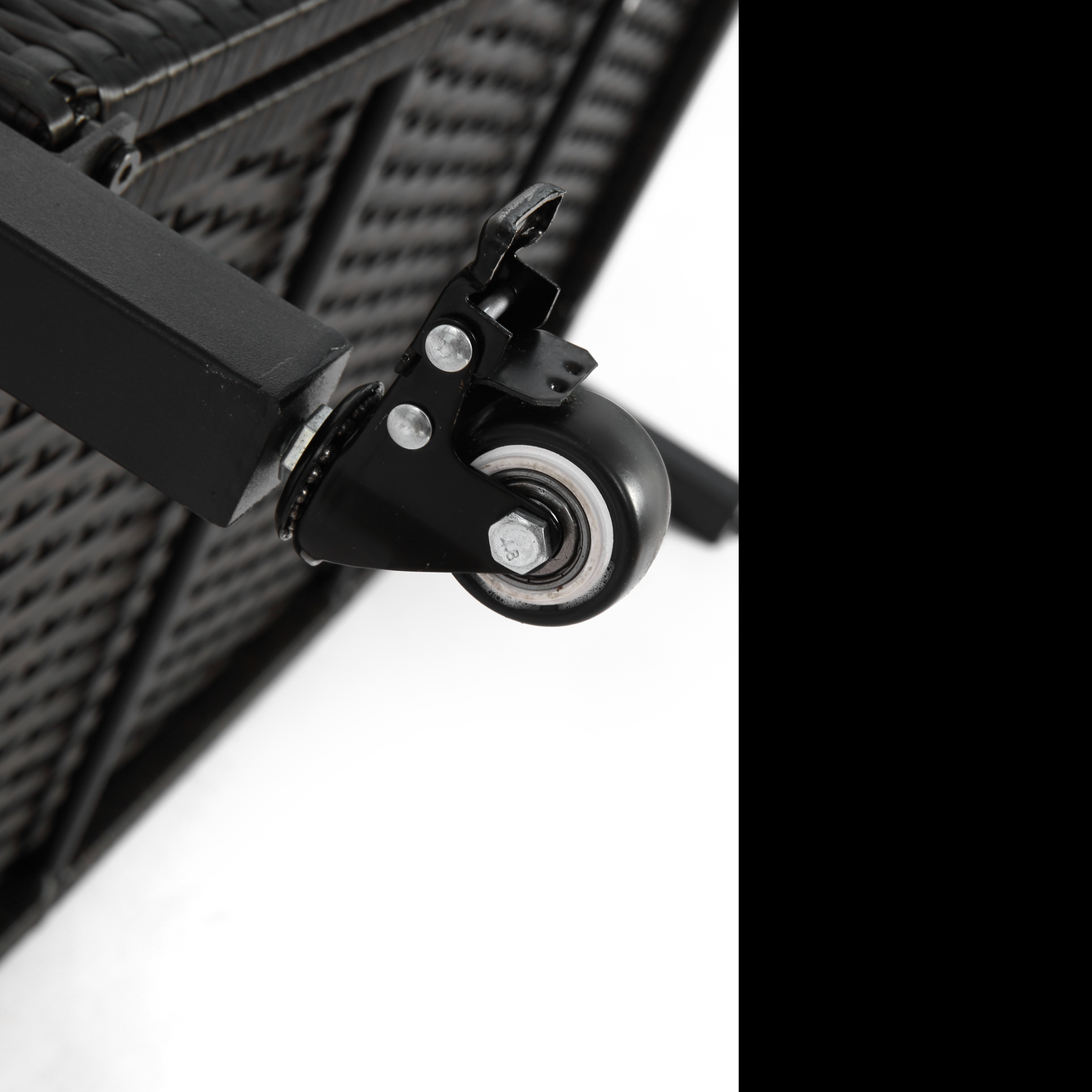 Outdoor Wicker Bar Cart, Patio Wine Serving Cart w/Wheels , Rolling Rattan Beverage Bar Counter Table w/Glass Top for Porch Backyard Garden Poolside Party, Black