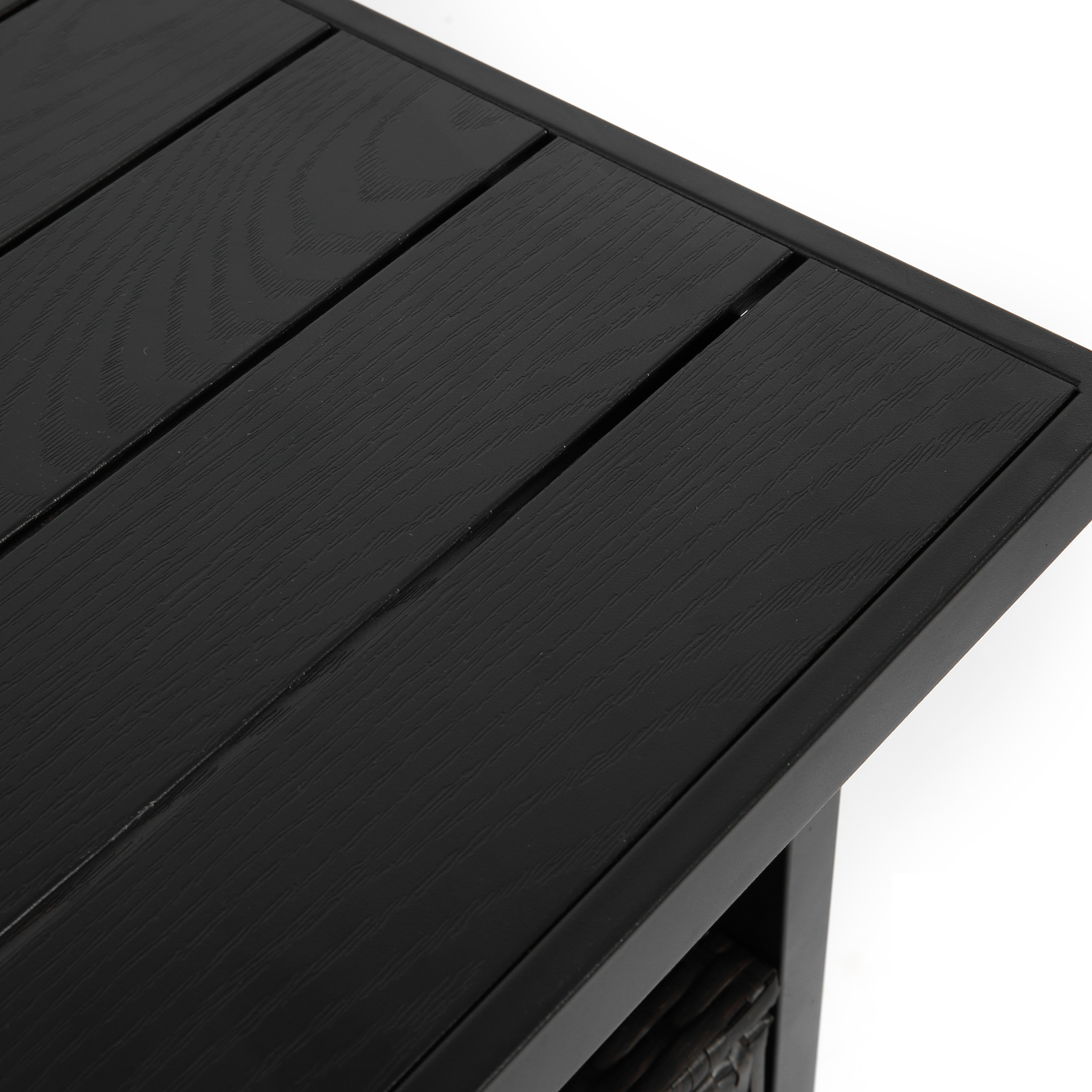 Outdoor Wicker Bar Cart, Patio Wine Serving Cart w/Wheels , Rolling Rattan Beverage Bar Counter Table w/Glass Top for Porch Backyard Garden Poolside Party, Black