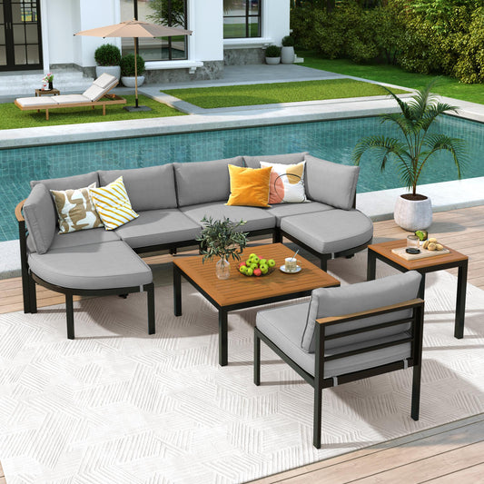 Modern Outdoor Sectional Sofa Set Patio Seating Group Outdoor Conversation Set with Cushions for Patio, Backyard, Garden, Grey