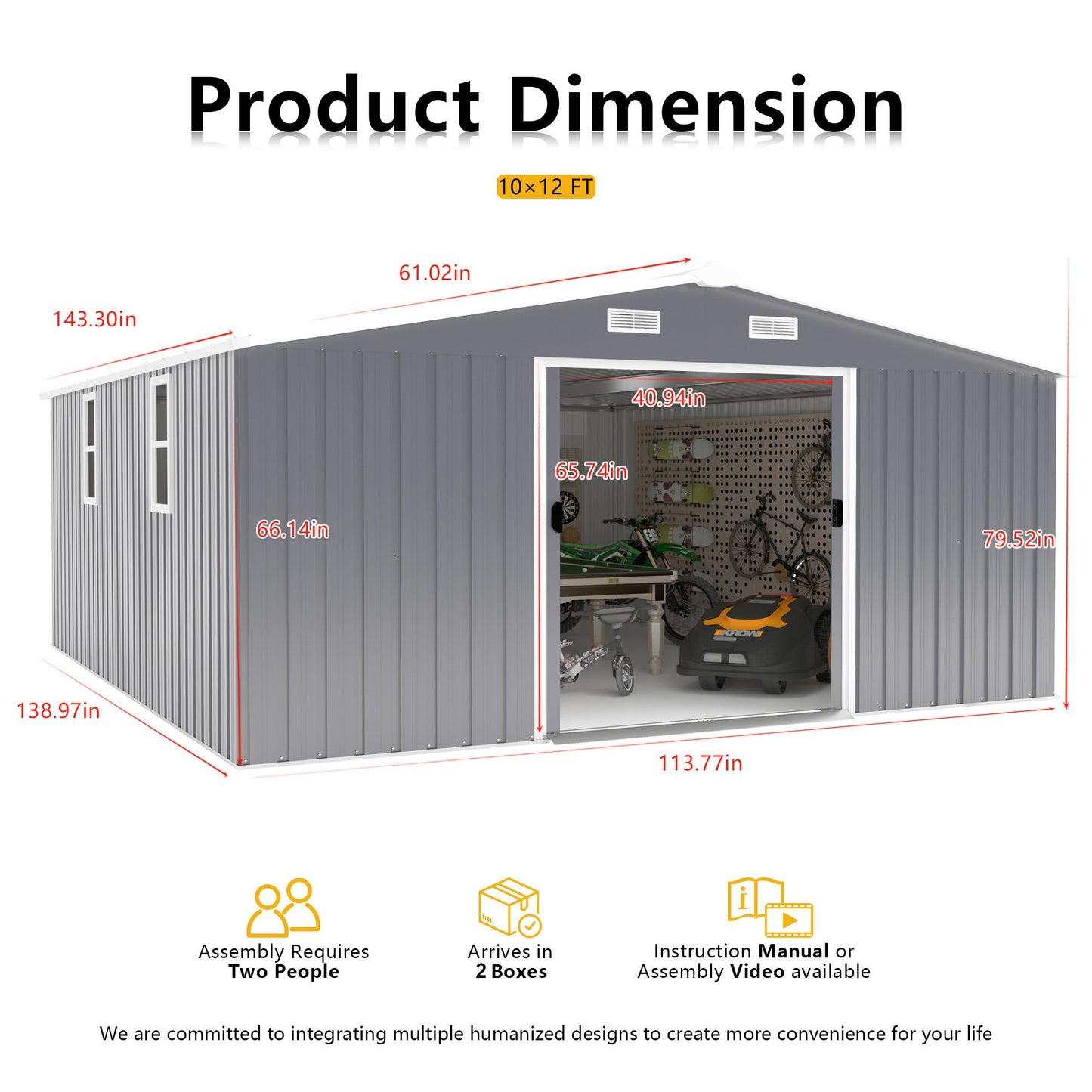 Campcraft 10*12ft 0.25mm color steel plate, surface protective film, Two daylight Windows, A practical and thoughtful gift,two colors can be freely selected storage sheds