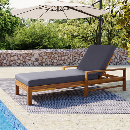 U_Style  Acacia Wood Adjustable Backrest Outdoor Lounge Chair, Suitable for Gardens, Terraces, and Poolside Areas