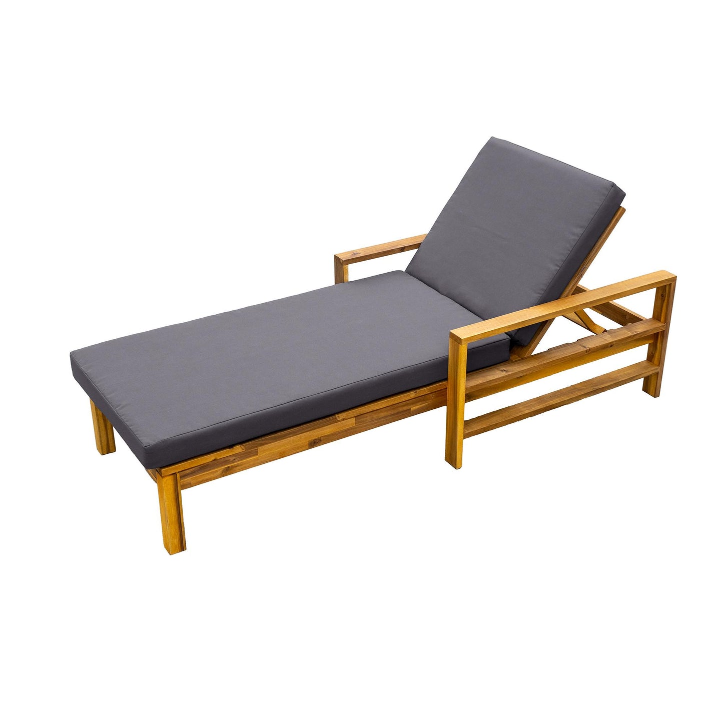 U_Style  Acacia Wood Adjustable Backrest Outdoor Lounge Chair, Suitable for Gardens, Terraces, and Poolside Areas