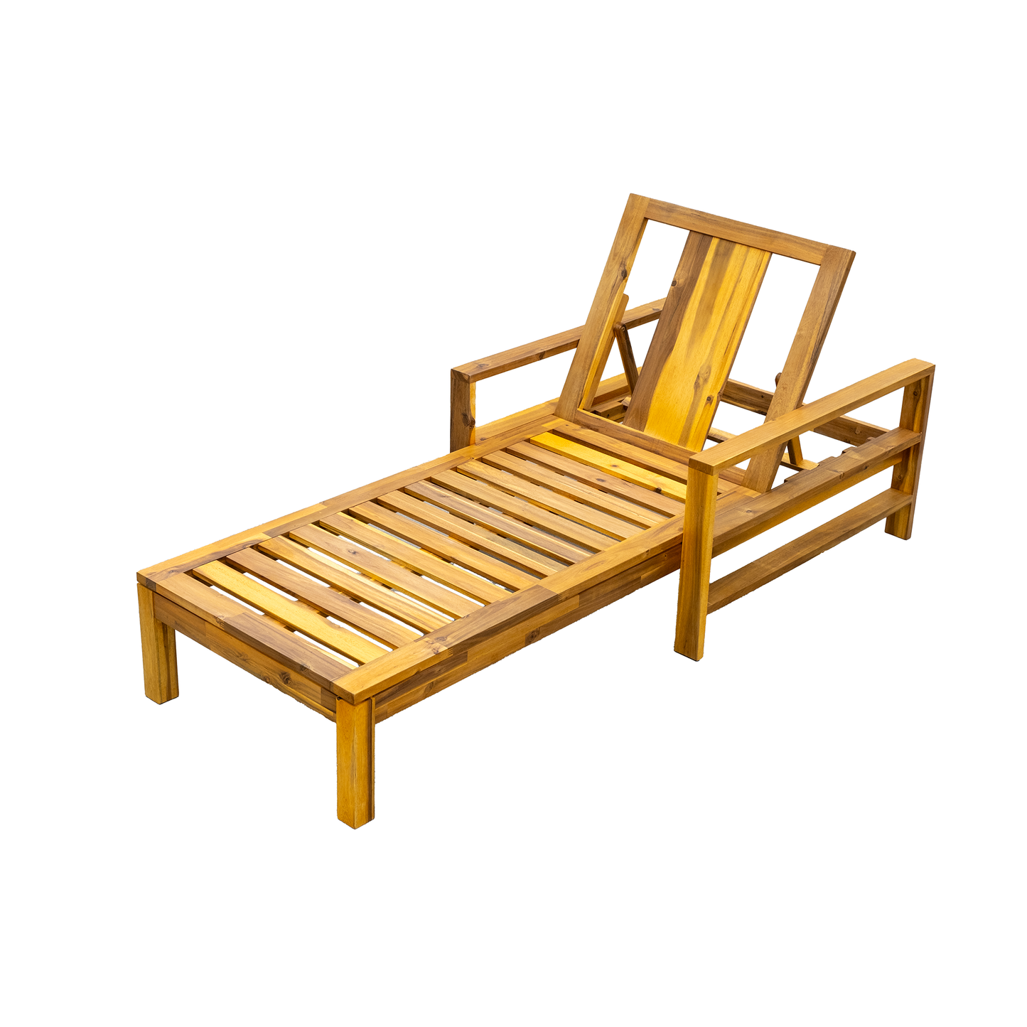 U_Style  Acacia Wood Adjustable Backrest Outdoor Lounge Chair, Suitable for Gardens, Terraces, and Poolside Areas