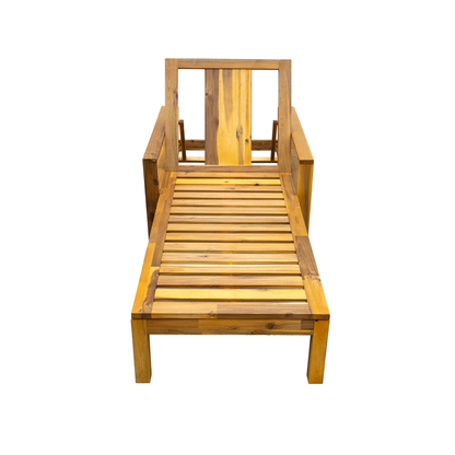 U_Style  Acacia Wood Adjustable Backrest Outdoor Lounge Chair, Suitable for Gardens, Terraces, and Poolside Areas