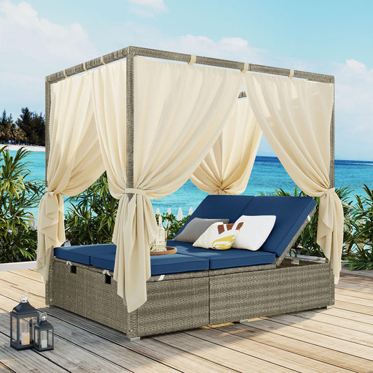 U_Style Adjustable Sun Bed With Curtain,High Comfort,With 3 Colors (old sku:WY000312AAC)