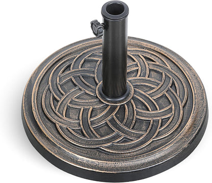 24.2 lbs Heavy Duty Umbrella Base 17.72" Round Patio Umbrellas-Stand for Outdoor, Lawn and Garden, Bronze