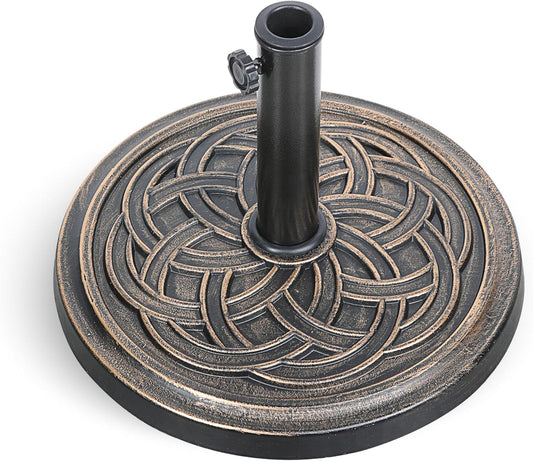 24.2 lbs Heavy Duty Umbrella Base 17.72" Round Patio Umbrellas-Stand for Outdoor, Lawn and Garden, Bronze
