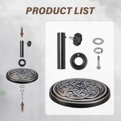 24.2 lbs Heavy Duty Umbrella Base 17.72" Round Patio Umbrellas-Stand for Outdoor, Lawn and Garden, Bronze
