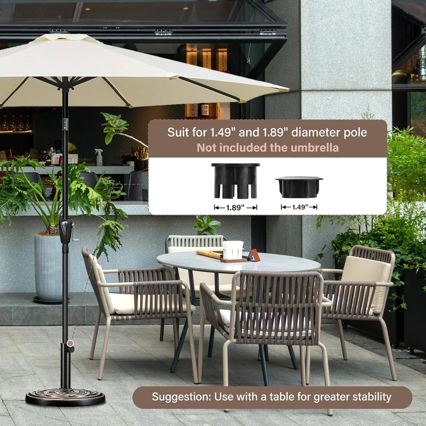 24.2 lbs Heavy Duty Umbrella Base 17.72" Round Patio Umbrellas-Stand for Outdoor, Lawn and Garden, Bronze