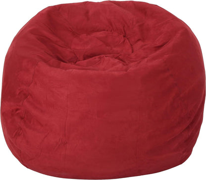 5-Foot Comfortable High-Density Shredded Foam Bean Bag Chair for Kids and Adults, with Removable Microsuede Cover, Ideal Reading and Bedroom Floor Lounge, Chinese Red