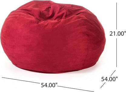 5-Foot Comfortable High-Density Shredded Foam Bean Bag Chair for Kids and Adults, with Removable Microsuede Cover, Ideal Reading and Bedroom Floor Lounge, Chinese Red