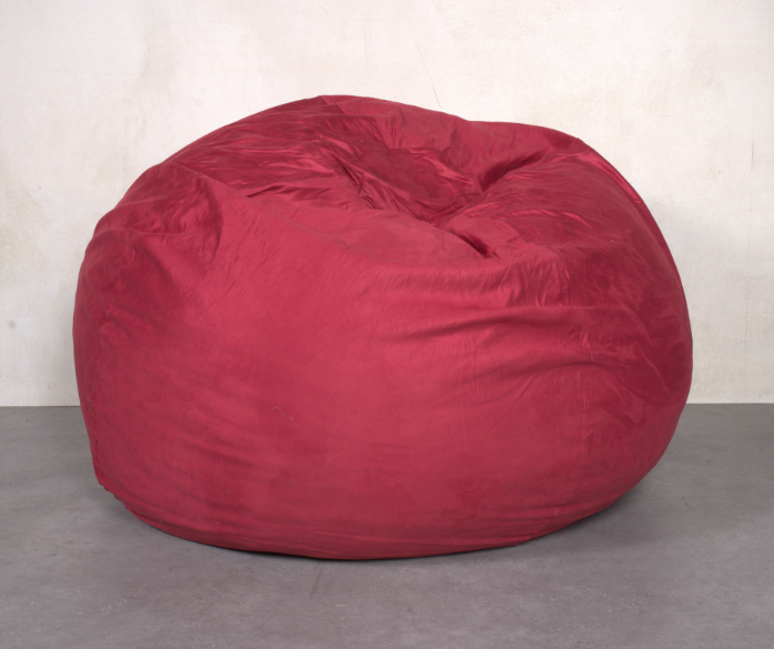 5-Foot Comfortable High-Density Shredded Foam Bean Bag Chair for Kids and Adults, with Removable Microsuede Cover, Ideal Reading and Bedroom Floor Lounge, Chinese Red