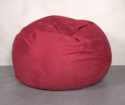 5-Foot Comfortable High-Density Shredded Foam Bean Bag Chair for Kids and Adults, with Removable Microsuede Cover, Ideal Reading and Bedroom Floor Lounge, Chinese Red