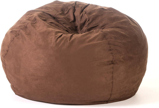 5-Foot Comfortable High-Density Shredded Foam Bean Bag Chair for Kids and Adults, with Removable Microsuede Cover, Ideal Reading and Bedroom Floor Lounge, French Roast