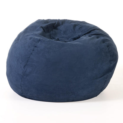 5-Foot Comfortable High-Density Shredded Foam Bean Bag Chair for Kids and Adults, with Removable Microsuede Cover, Ideal Reading and Bedroom Floor Lounge, Midnight Blue