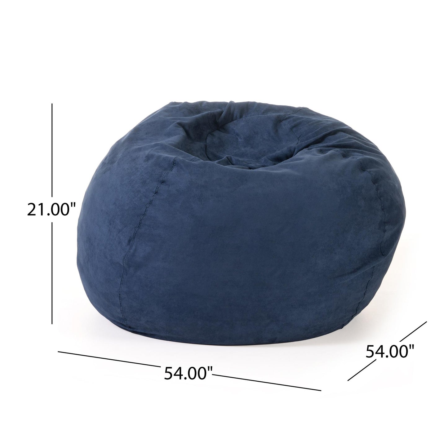 5-Foot Comfortable High-Density Shredded Foam Bean Bag Chair for Kids and Adults, with Removable Microsuede Cover, Ideal Reading and Bedroom Floor Lounge, Midnight Blue