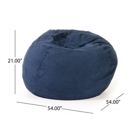 5-Foot Comfortable High-Density Shredded Foam Bean Bag Chair for Kids and Adults, with Removable Microsuede Cover, Ideal Reading and Bedroom Floor Lounge, Midnight Blue