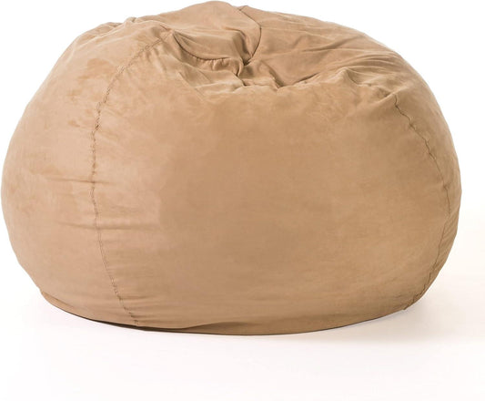5-Foot Comfortable High-Density Shredded Foam Bean Bag Chair for Kids and Adults, with Removable Microsuede Cover, Ideal Reading and Bedroom Floor Lounge, Tuscany
