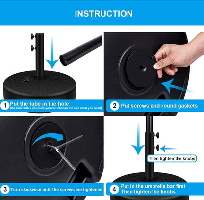 50lbs 20" Capacity Fillable Patio Umbrella Base for Outdoor Lawn, Garden, Black-Round