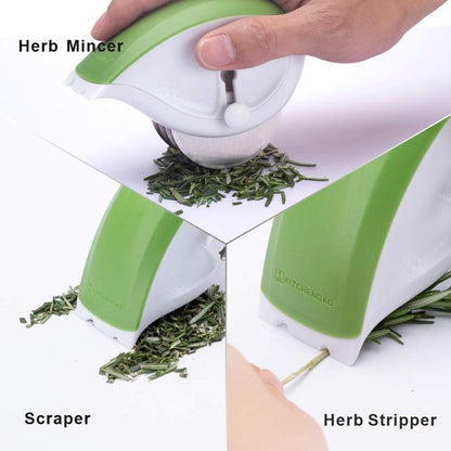 KITCHENDAO 3-in-1 Herb Mincer, Leaf Stripper, Scraper- Retractable, Detachable