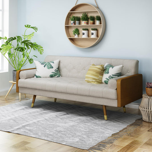Aidan Mid-Century Modern Tufted Fabric Sofa