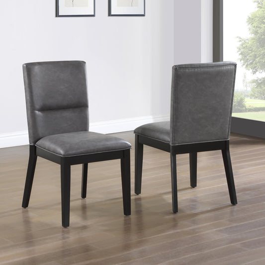 Amy - Faux Leather Side Chair (Set of 2) - Gray