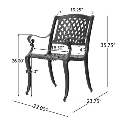 Antique Matte Black Patio Dining Set Grimm Outdoor Dining Armchair (Set of 2)