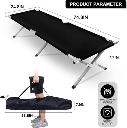 Camping Cot, Sleeping Cots for Adults with Storage Bag, Portable and Lightweight Cot Bed for Outdoor Traveling, Hiking, Office Nap, Easy to Set up, 1 Pack