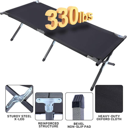Camping Cot, Sleeping Cots for Adults with Storage Bag, Portable and Lightweight Cot Bed for Outdoor Traveling, Hiking, Office Nap, Easy to Set up, 1 Pack