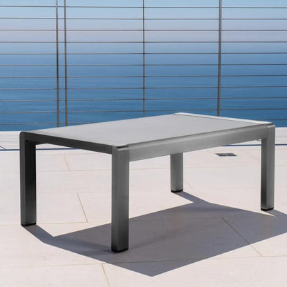 Cape Coral Outdoor Aluminum Coffee Table with Tempered Glass Table Top Table