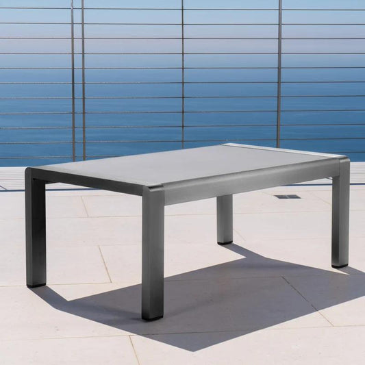 Cape Coral Outdoor Aluminum Coffee Table with Tempered Glass Table Top Table