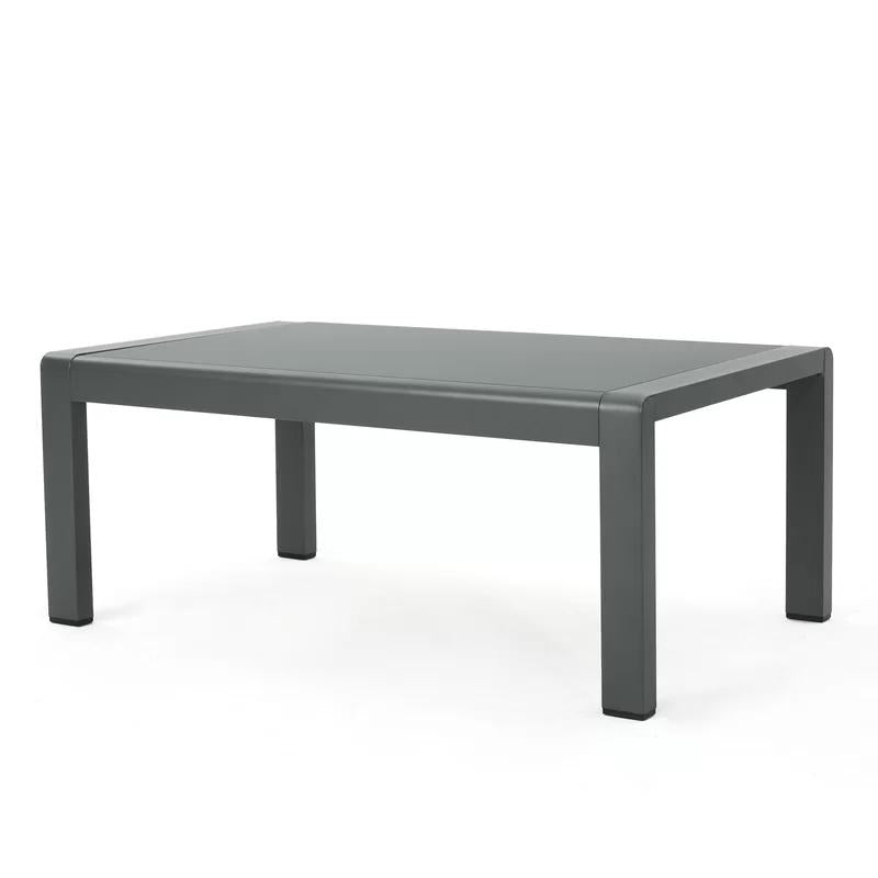 Cape Coral Outdoor Aluminum Coffee Table with Tempered Glass Table Top Table