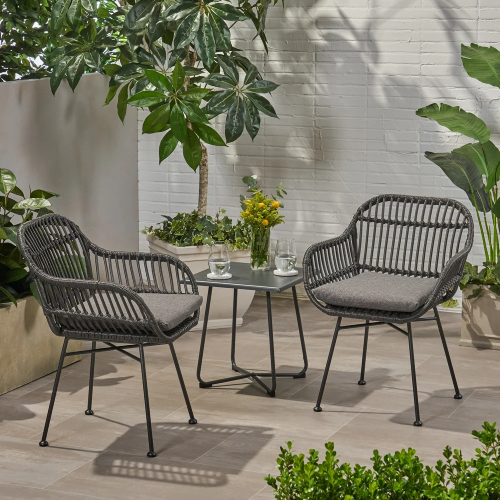 Christopher Knight Home Rodney Outdoor Woven Faux Rattan Chairs with Cushions (Set of 2)
