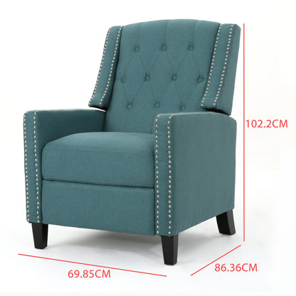 Classic Teal Fabric Push Back Chair, Teal