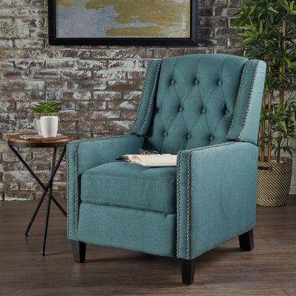 Classic Teal Fabric Push Back Chair, Teal