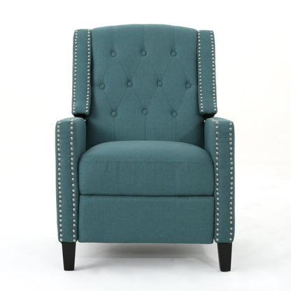 Classic Teal Fabric Push Back Chair, Teal
