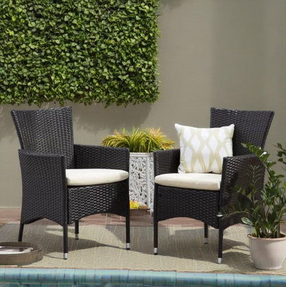Clementine Outdoor Multibrown PE Wicker Dining Chairs (Set of 2)