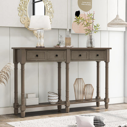 Console Table Sofa Table Easy Assembly with Two Storage Drawers and Bottom Shelf for Living Room, Entryway (Gray Wash)