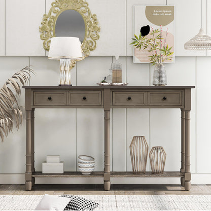 Console Table Sofa Table Easy Assembly with Two Storage Drawers and Bottom Shelf for Living Room, Entryway (Gray Wash)