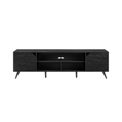 Contemporary 2-Door Minimalist TV Stand for TVs up to 80 inches – Black