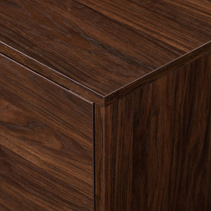 Contemporary 2-Door Minimalist TV Stand for TVs up to 90 inches – Dark Walnut