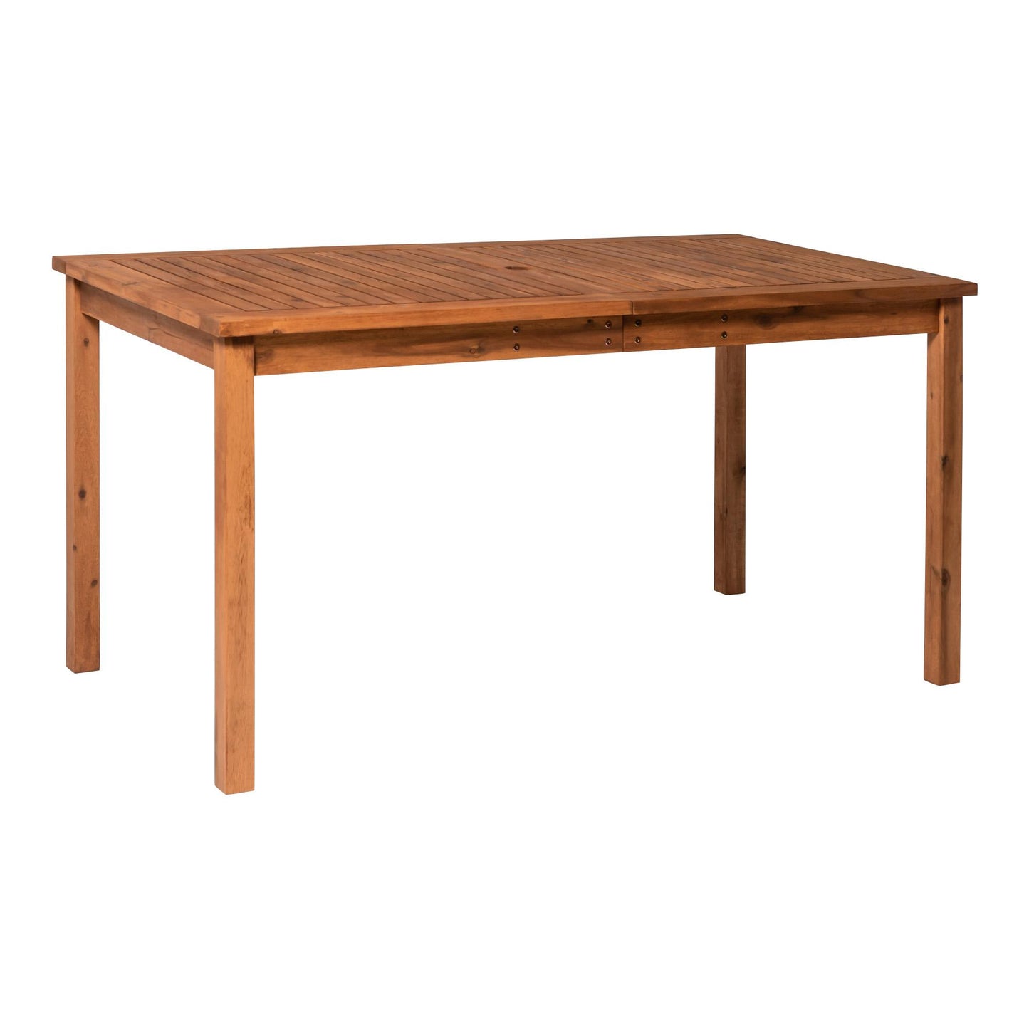 Contemporary Slat-Top Acacia Wood Outdoor Dining Table - Brown