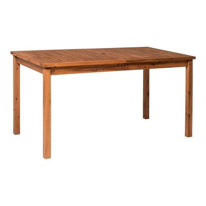 Contemporary Slat-Top Acacia Wood Outdoor Dining Table - Brown