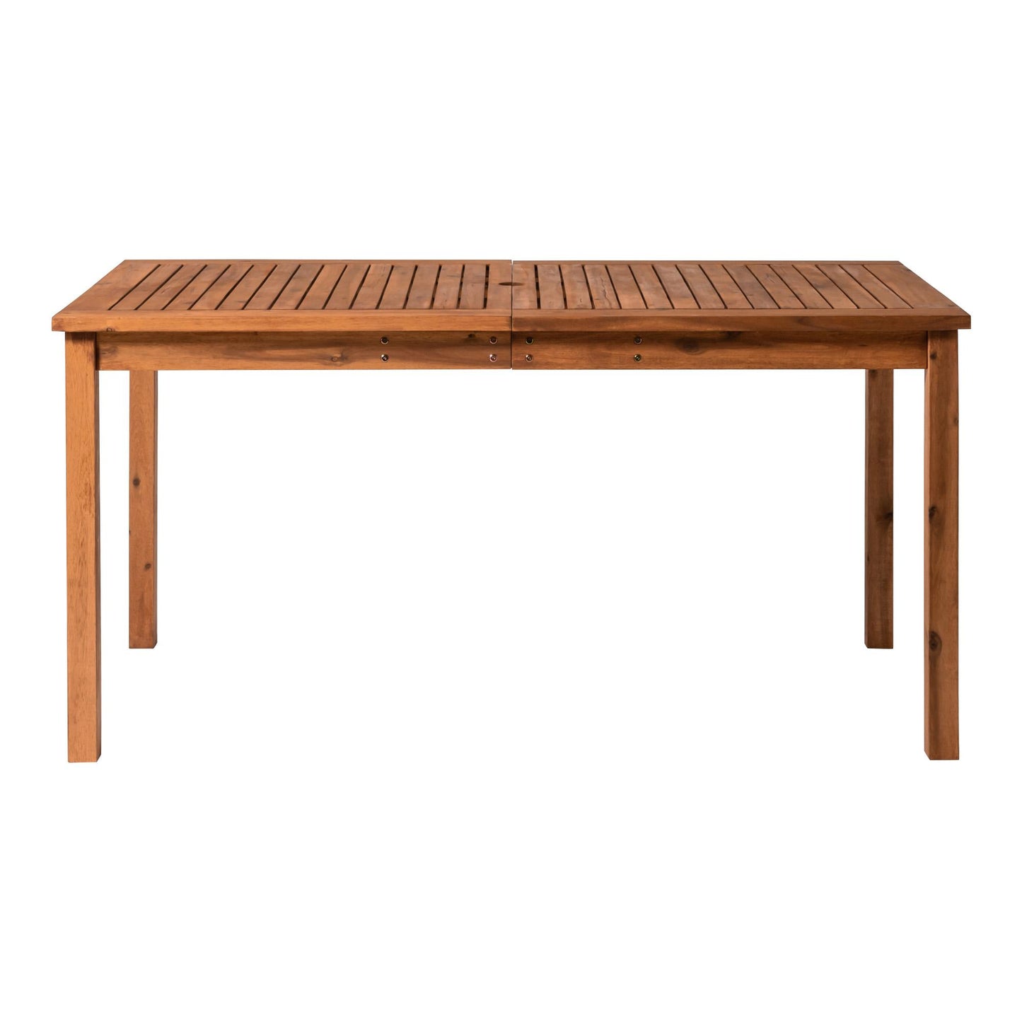 Contemporary Slat-Top Acacia Wood Outdoor Dining Table - Brown