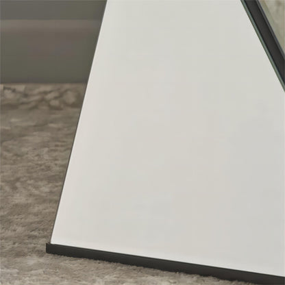 Geometrical Mirrored Side Table, Silver, Durable and Clear Design, Modern, Chic for Livingroom, Bedroom, Office 13.75''(L) x 13.75''(W) x 25.6''(H)
