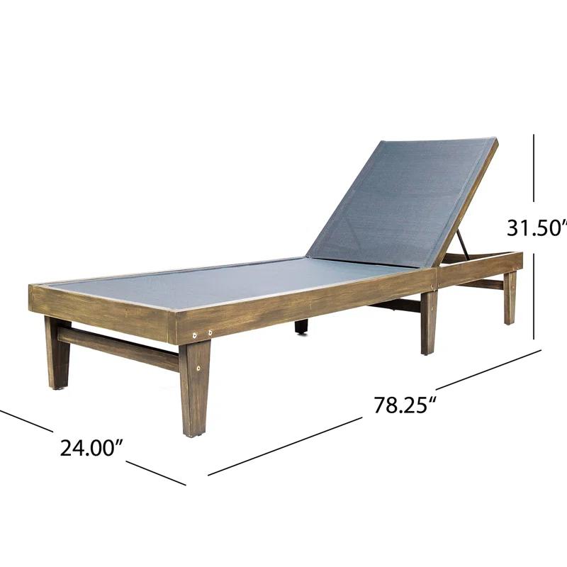 Gunnarr Outdoor Acacia Chaise Lounge