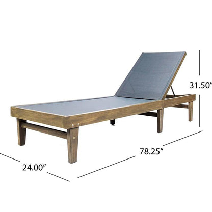 Gunnarr Outdoor Acacia Chaise Lounge