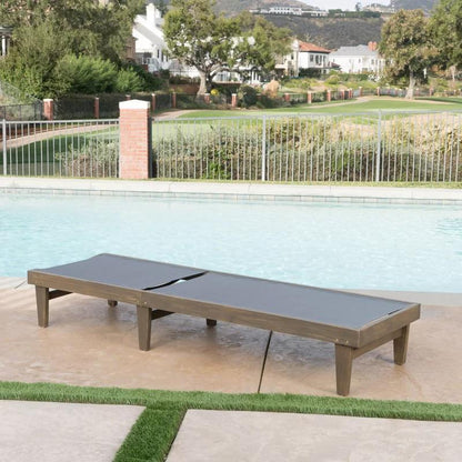 Gunnarr Outdoor Acacia Chaise Lounge