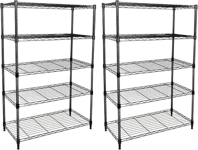 Heavy Duty 5-Shelf Shelving Unit 1250Lb Capacity, 29.92" D x 13.98" W x 62.99" H, 5 Tier, Black